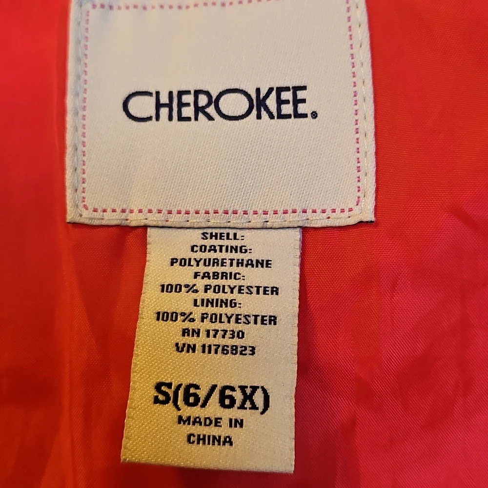CHEROKEE Red/white Polka Dot Raincoat with Hood - S (6-6X)